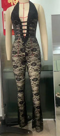 Lash Rope Lace Up Slim Fit Jumpsuit See-through - DanaFashionstore