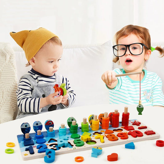 Educational Wooden Toys for Kids Board Math Fishing Count Numbers Matching Digital Shape Match Early Education Toy $51.28 Dana Fashion Color: 5 in 1 set Toys & Hobbies Overview： Five in One Number Board Let the baby have a colorful and happy childhood Ear