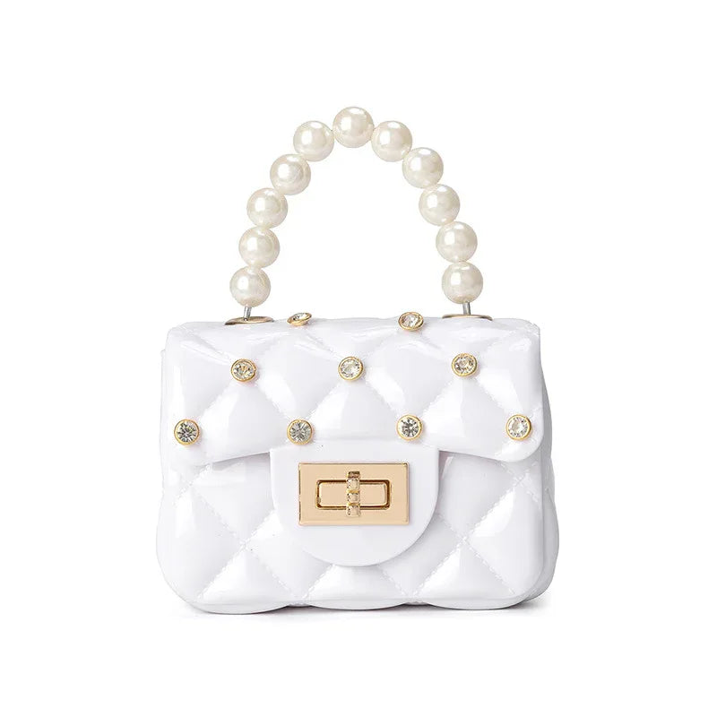 Children's Jelly Bag Rhombic Chain Pearl Handbag - DanaFashionstore