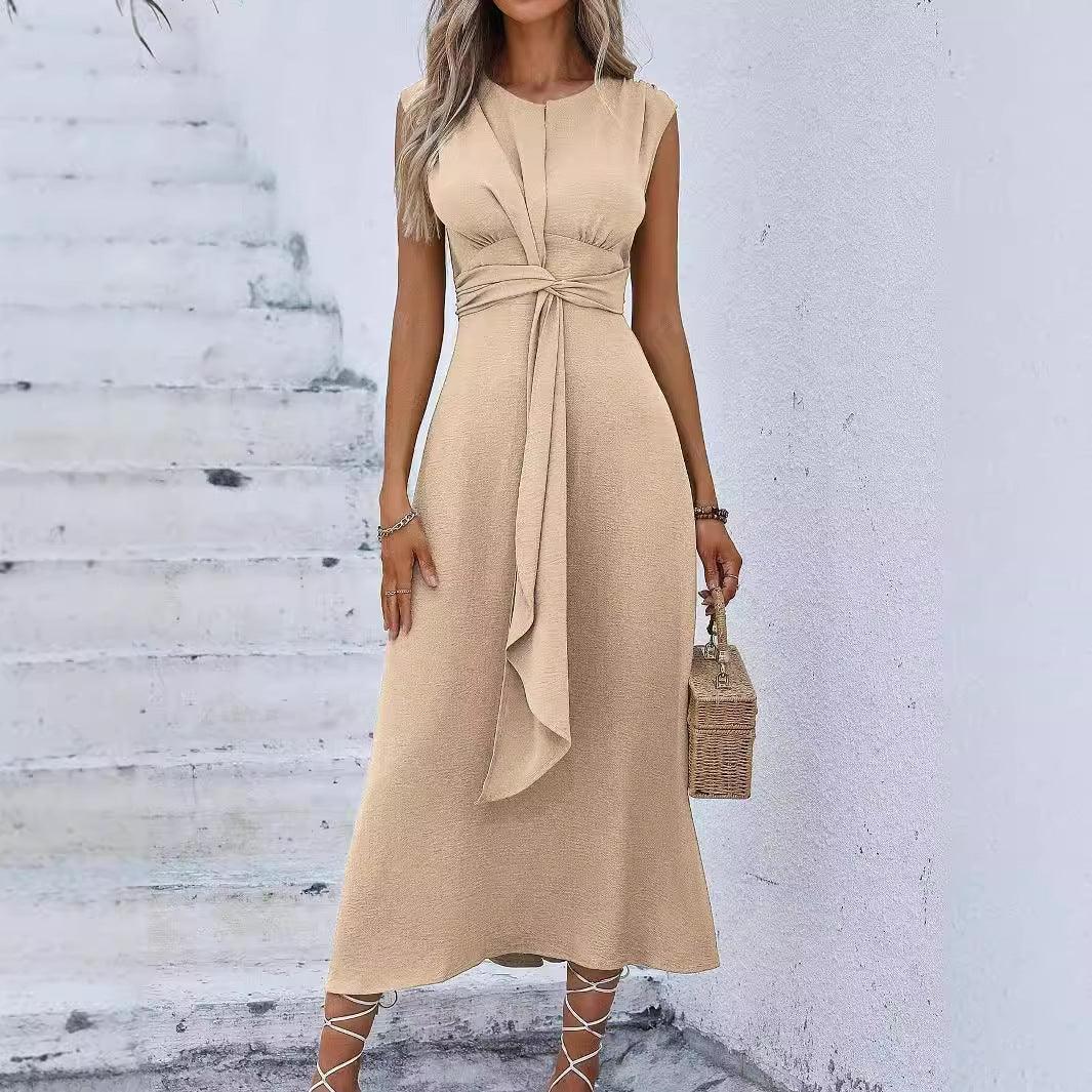 Solid Color Waist-Tight Tied Dress Women 2026 - Bodycon Wrap Dress - DanaFashionstore