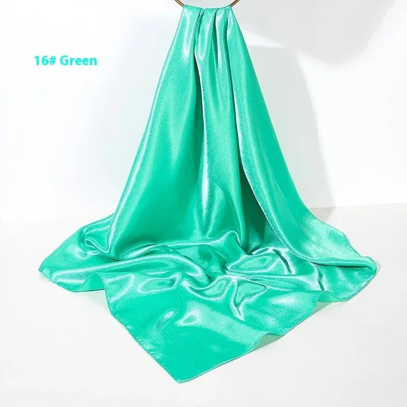 Pure Color Silk Scarf Artificial Silk 90cm Shiny Satin Shawl - DanaFashionstore