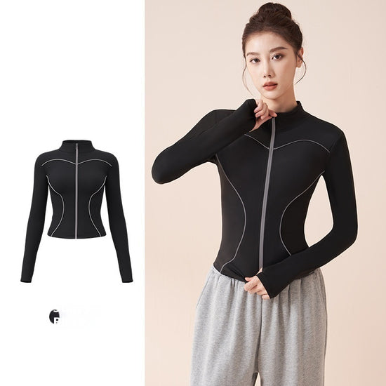 Reflective Motion Outdoor Casual Stand Collar Windproof Yoga Jacket For Women