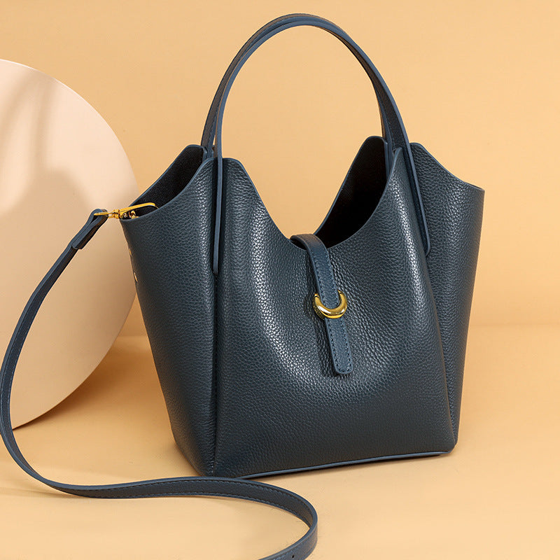 Genuine Leather Women's Large Capacity Hand Holding Bucket Bag - Dana Fashion