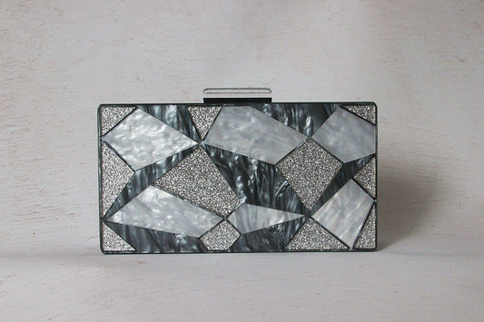 Fashion Black And White Contrast Acrylic Clutch - Dana Fashion