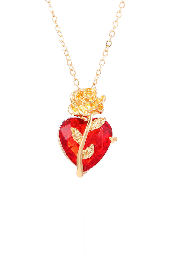 Punk Rose Love Necklace Fashion Personality Heart-shaped Clavicle Chain Pendant Necklace For Valentine's Day