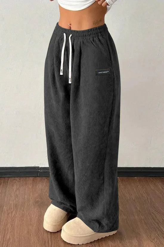 Loose Drawstring Solid Color Pocket Casual Versatile Pants Women's Pants - DanaFashionstore