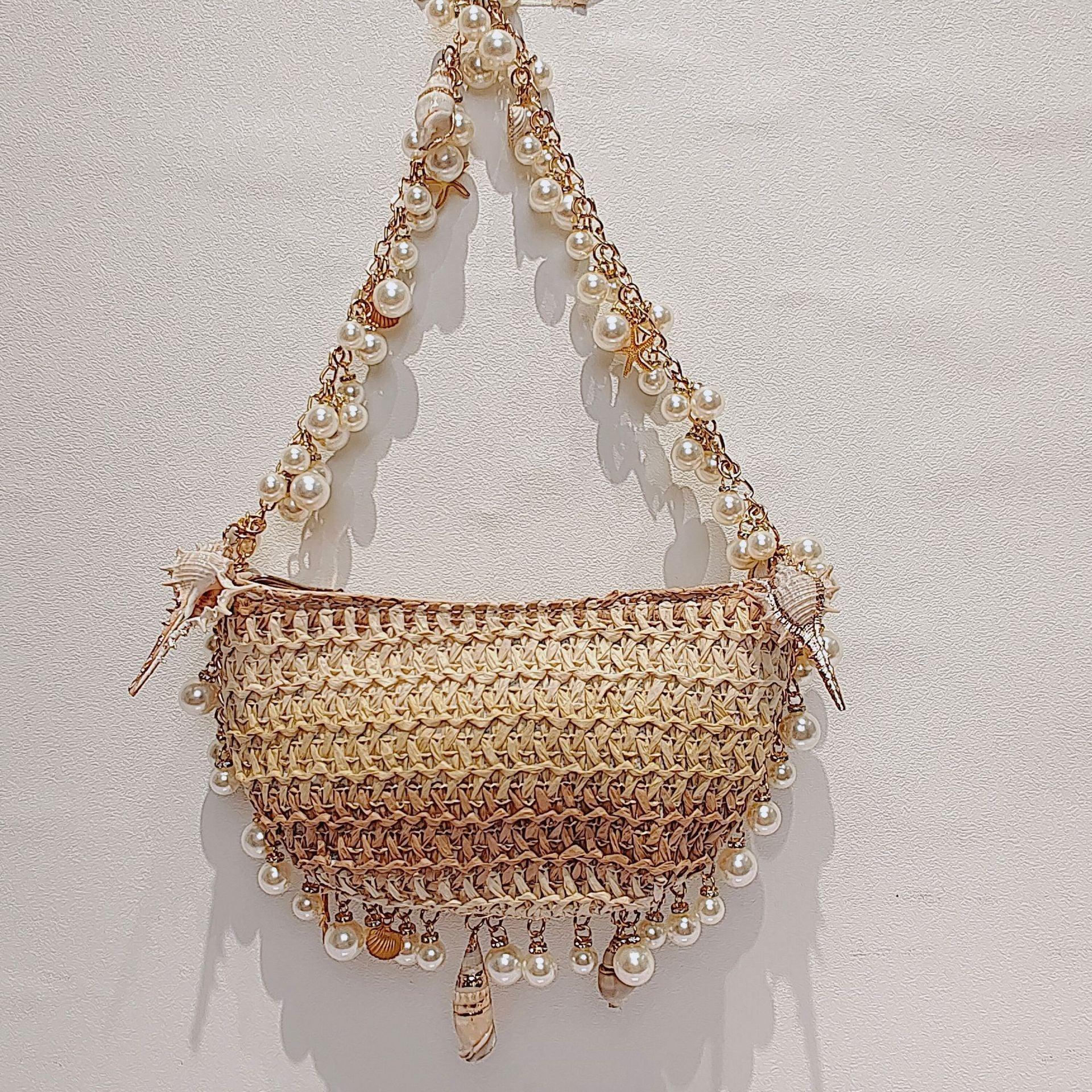 Summer Seaside Holiday Pearl Conch Straw Bag - DanaFashionstore