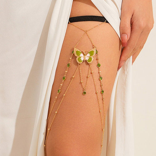 Elastic Band Leg Bracelet Green Painted Butterfly $12.00 Dana Fashion Color: 01 Gold 0302 Women's Accessories Product information: Type: thigh chain Color: 01 Gold 0302,02 gold 0305,02 White K 0305 Inlay material: alloy inlay artificial gemstone/semi-prec