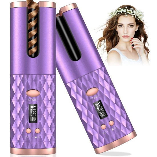 Electric Automatic Curler Wireless Curling Stick $39.00 Dana Fashion Color: Purple Beauty Tools Product information: Material: ABS+nylon Product size: 190 * 60 * 50mm Battery capacity: 4000mAh Rated voltage: 3.7V Power: 34W Temperature range: 150-200 ℃ Se