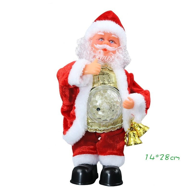 Electric Bell Santa Claus Toy $38.91 Dana Fashion style: Belly Light Style Toys & Hobbies Product information: Material: plastic and fabric Category: Christmas, Craft, Decoration Use:Need to bring 3 AA batteries Fawn type 2 AA batteries Size Information: