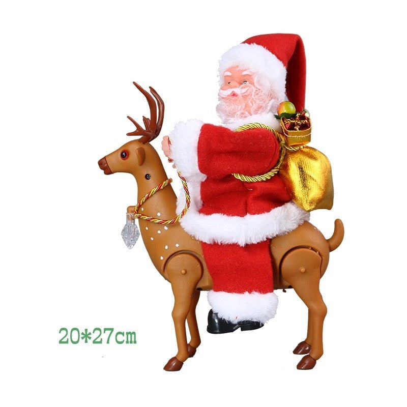 Electric Bell Santa Claus Toy $48.74 Dana Fashion style: Deer Riding Style Toys & Hobbies Product information: Material: plastic and fabric Category: Christmas, Craft, Decoration Use:Need to bring 3 AA batteries Fawn type 2 AA batteries Size Information: