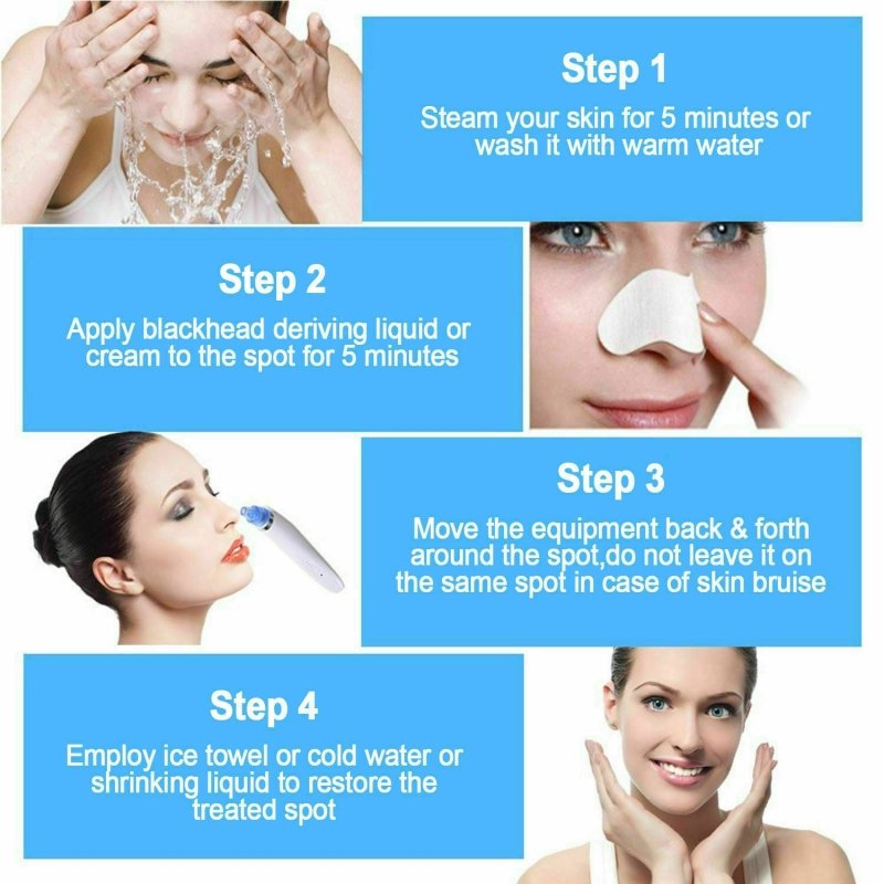 Electric Blackhead Vacuum Pore Cleaner Acne Pimple Remover Strong Suction Tool Electric Blackhead Remover Pore Vacuum Suction Diamond Dermabrasion Face Cleaner $25.00 Dana Fashion Color: As Picture Beauty Tools Feature: Can be used to remove blackhead, ac