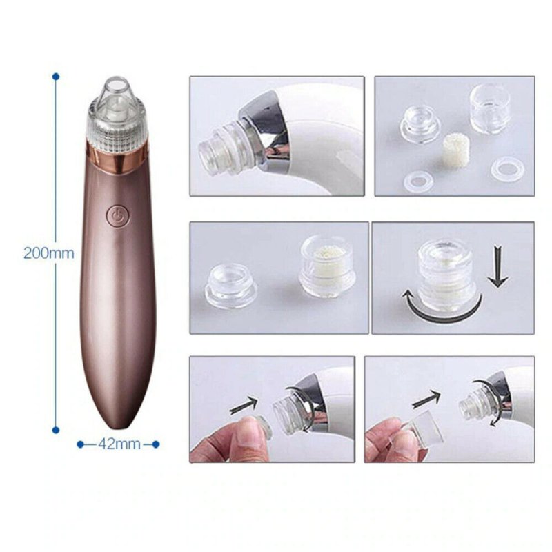 Electric Blackhead Vacuum Pore Cleaner Acne Pimple Remover Strong Suction Tool Electric Blackhead Remover Pore Vacuum Suction Diamond Dermabrasion Face Cleaner $25.00 Dana Fashion Color: As Picture Beauty Tools Feature: Can be used to remove blackhead, ac