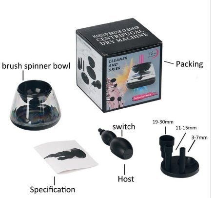 Electric Make-up Brush Cleaner $29.99 Dana Fashion default: default makeup Product package size: 14 * 14 * 14.5cm Packing: carton package, inside: machine One drag 3 silicone transparent cans (unbreakable) Dry batteries (2 batteries of No. 7 need to be pu