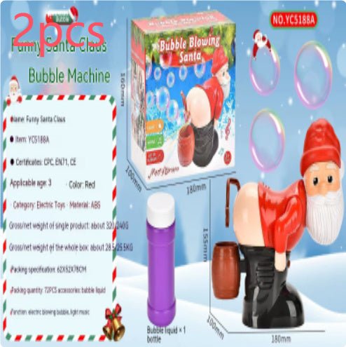 Electric Santa Claus Bubbles Machine Blowing Bubbles Music Light Entertainment Toy Prank Funny Ornament Christmas Gifts Christmas Decorations $41.29 Dana Fashion Color: Santa Claus Bubble Machine quantity: 2PCS Toys & Hobbies Overview: 1. Great Durability
