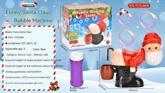 Electric Santa Claus Bubbles Machine Blowing Bubbles Music Light Entertainment Toy Prank Funny Ornament Christmas Gifts Christmas Decorations $28.18 Dana Fashion Color: Santa Claus Bubble Machine quantity: 1PC Toys & Hobbies Overview: 1. Great Durability: