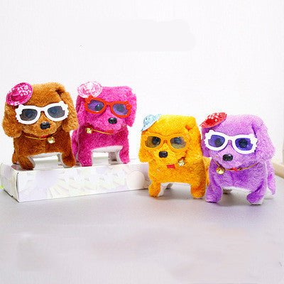 Electronic robot dog simulation teddy walking rope puppy $10.17 Dana Fashion Color: A Toys & Hobbies Product Name: Electric Musical Plush Dog Material: Electronics + Plush Product weight: 110 g Product color: purple, yellow, brown, rose red Product size: