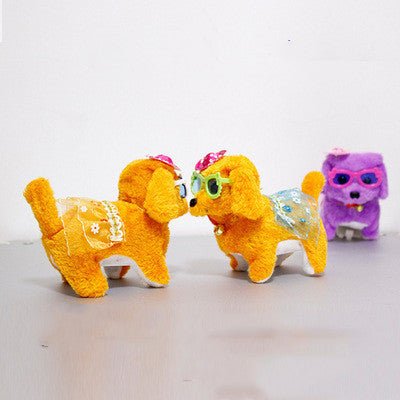Electronic robot dog simulation teddy walking rope puppy $10.17 Dana Fashion Color: A Toys & Hobbies Product Name: Electric Musical Plush Dog Material: Electronics + Plush Product weight: 110 g Product color: purple, yellow, brown, rose red Product size:
