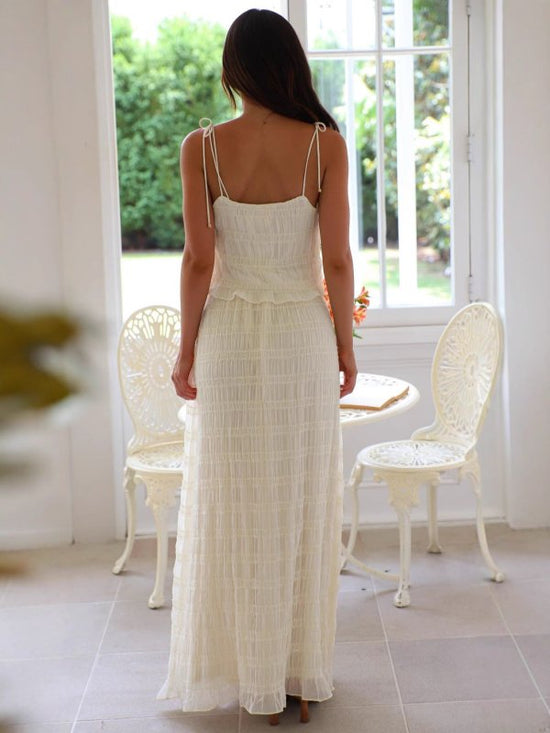 Elegant Chiffon Sling Long Lace Dress $52.50 Dana Fashion Color: White Size: L Women's clothing Product information: Fabric name: Polyester Color: White Size: S,M,L Applicable Gender: Female Skirt length: long skirt Sleeve length: sleeveless Popular eleme