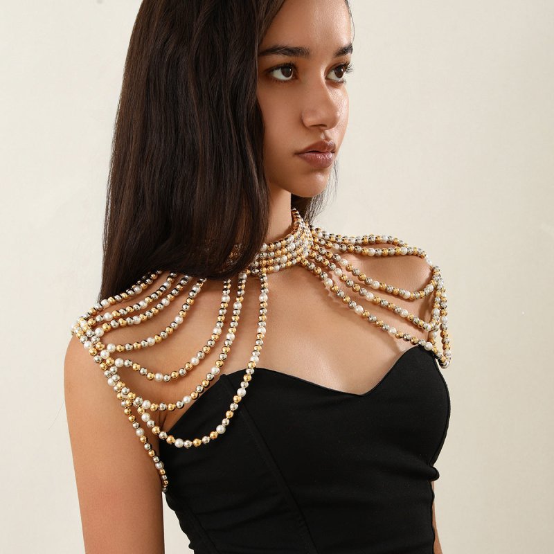 Elegant Multi-layer Tassel Imitation Pearl Shoulder Chain Women's $49.00 Dana Fashion Color: 04 Mixed Color 1607 Women's Accessories Product information: Processing Technology: handmade beads Type: eyebrow ring Color: 01 Gold White 1599,02 White 1603,02 m