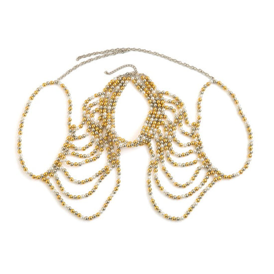 Elegant Multi-layer Tassel Imitation Pearl Shoulder Chain Women's $49.00 Dana Fashion Color: 01 Gold White 1599 Women's Accessories Product information: Processing Technology: handmade beads Type: eyebrow ring Color: 01 Gold White 1599,02 White 1603,02 mi
