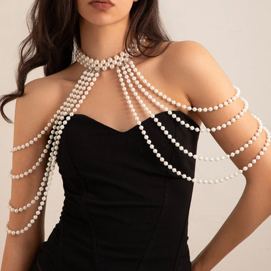 Elegant Multi-layer Tassel Imitation Pearl Shoulder Chain Women's $49.00 Dana Fashion Color: 01 Gold White 1599 Women's Accessories Product information: Processing Technology: handmade beads Type: eyebrow ring Color: 01 Gold White 1599,02 White 1603,02 mi