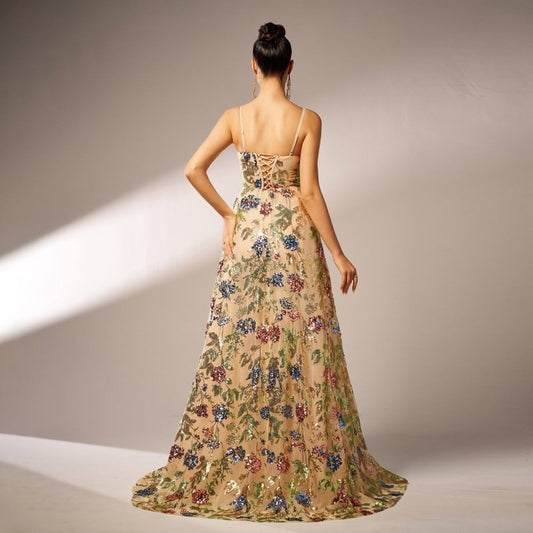 Elegant Sleeveless Sequined Suspender Evening Dress $146.91 Dana Fashion Color: Apricot Size: L Women's clothing Product information: Pattern: solid color Skirt type: hip skirt Color: Apricot Waist type: high waist Size: S,M,L,XL Style type: temperament c