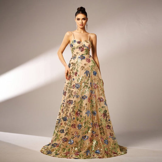 Elegant Sleeveless Sequined Suspender Evening Dress $146.91 Dana Fashion Color: Apricot Size: L Women's clothing Product information: Pattern: solid color Skirt type: hip skirt Color: Apricot Waist type: high waist Size: S,M,L,XL Style type: temperament c