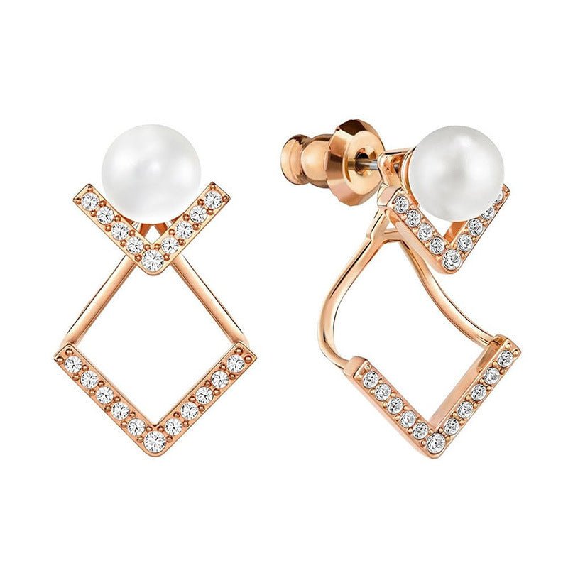 Elegant Temperament, All-Match, A More Elegant And Intellectual Pearl Jewelry With Diamonds $26.00 Dana Fashion Color: Earrings 1 gold Women's Accessories Product information: Material: Alloy Treatment process: electroplating Inlay material: artificial ge