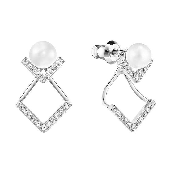 Elegant Temperament, All-Match, A More Elegant And Intellectual Pearl Jewelry With Diamonds $26.00 Dana Fashion Color: Earrings 1 silver Women's Accessories Product information: Material: Alloy Treatment process: electroplating Inlay material: artificial