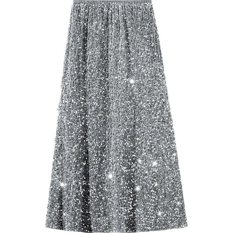 Elegant Velvet Sequined Dress Women's High Waist Slimming $36.90 Dana Fashion Color: Black Size: 2XL Women's clothing Product information: Fabric name: Polyester Skirt type: hip skirt Color: gray, black Size: S,M,L,XL,2XL Skirt length: long skirt Popular