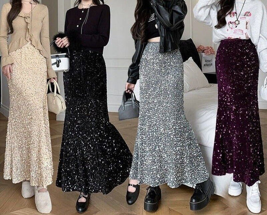 Elegant Velvet Sequined Dress Women's High Waist Slimming $36.90 Dana Fashion Color: Black Size: 2XL Women's clothing Product information: Fabric name: Polyester Skirt type: hip skirt Color: gray, black Size: S,M,L,XL,2XL Skirt length: long skirt Popular