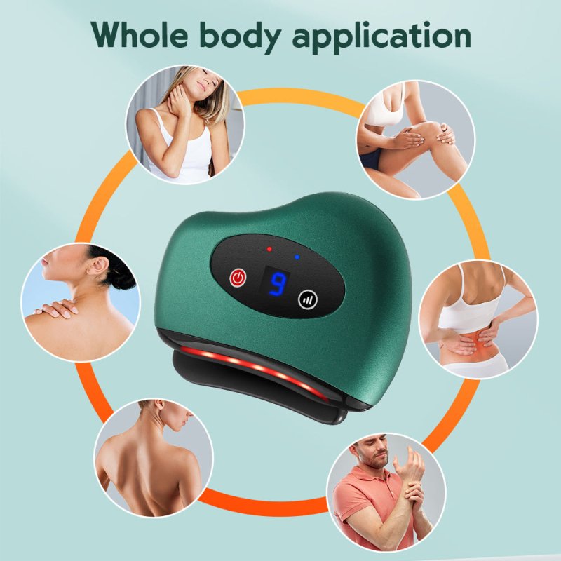 Eletric Bianstone Gua Sha Board Tools Hot Compress Heating Vibration Back Facial Massager Meridian Lymphatic Drainage Scraping Heating Vibration Scraping Neck Face Skin Lifting Removal Wrinkle Tool $29.00 Dana Fashion Color: Green Beauty Tools Massage Mod