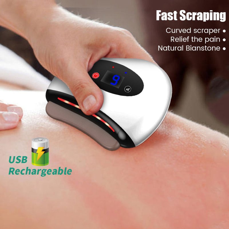Eletric Bianstone Gua Sha Board Tools Hot Compress Heating Vibration Back Facial Massager Meridian Lymphatic Drainage Scraping Heating Vibration Scraping Neck Face Skin Lifting Removal Wrinkle Tool $29.00 Dana Fashion Color: White Beauty Tools Massage Mod