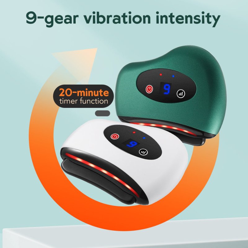 Eletric Bianstone Gua Sha Board Tools Hot Compress Heating Vibration Back Facial Massager Meridian Lymphatic Drainage Scraping Heating Vibration Scraping Neck Face Skin Lifting Removal Wrinkle Tool $29.00 Dana Fashion Color: Green Beauty Tools Massage Mod