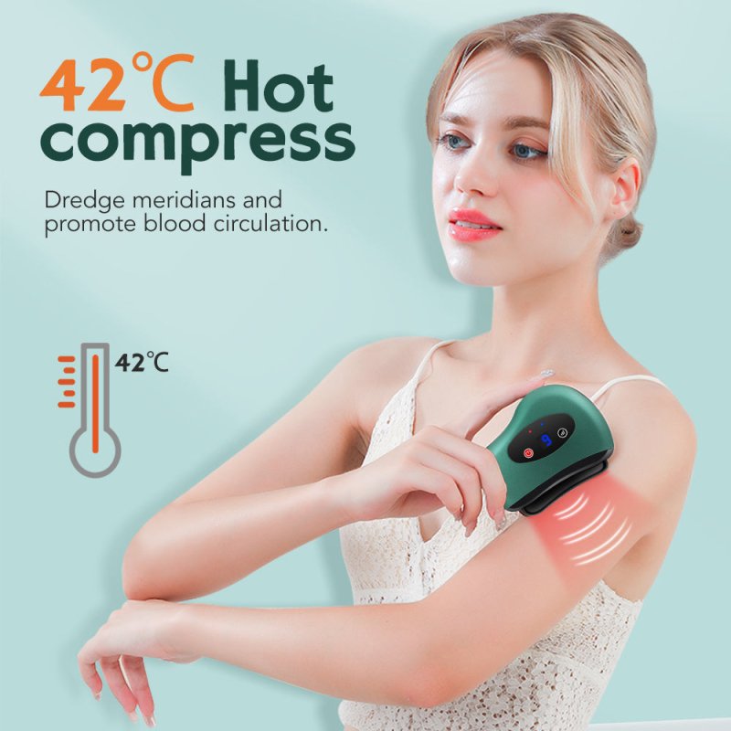 Eletric Bianstone Gua Sha Board Tools Hot Compress Heating Vibration Back Facial Massager Meridian Lymphatic Drainage Scraping Heating Vibration Scraping Neck Face Skin Lifting Removal Wrinkle Tool $29.00 Dana Fashion Color: Green Beauty Tools Massage Mod