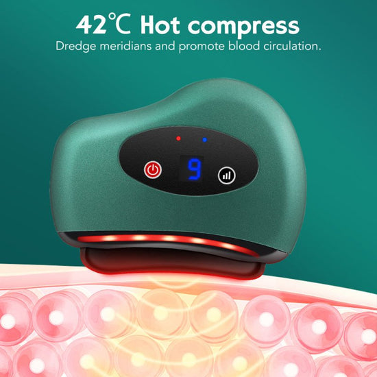 Eletric Bianstone Gua Sha Board Tools Hot Compress Heating Vibration Back Facial Massager Meridian Lymphatic Drainage Scraping Heating Vibration Scraping Neck Face Skin Lifting Removal Wrinkle Tool $29.00 Dana Fashion Color: Green Beauty Tools Massage Mod