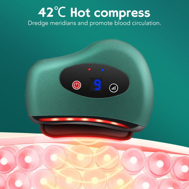 Eletric Bianstone Gua Sha Board Tools Hot Compress Heating Vibration Back Facial Massager Meridian Lymphatic Drainage Scraping Heating Vibration Scraping Neck Face Skin Lifting Removal Wrinkle Tool $29.00 Dana Fashion Color: Green Beauty Tools Massage Mod