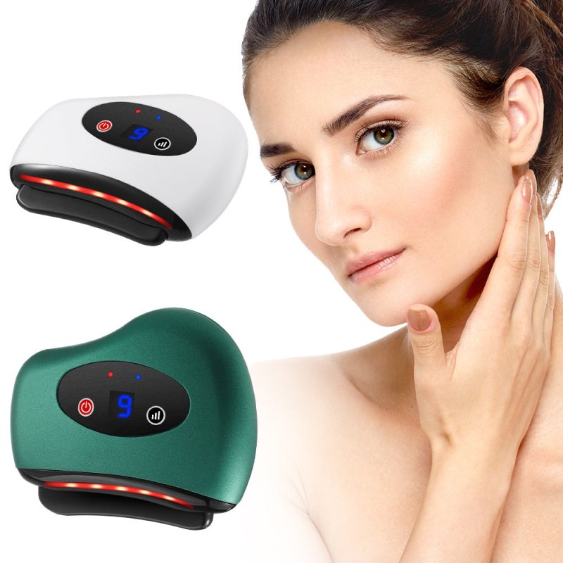 Eletric Bianstone Gua Sha Board Tools Hot Compress Heating Vibration Back Facial Massager Meridian Lymphatic Drainage Scraping Heating Vibration Scraping Neck Face Skin Lifting Removal Wrinkle Tool $29.00 Dana Fashion Color: Green Beauty Tools Massage Mod