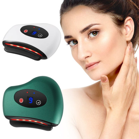 Eletric Bianstone Gua Sha Board Tools Hot Compress Heating Vibration Back Facial Massager Meridian Lymphatic Drainage Scraping Heating Vibration Scraping Neck Face Skin Lifting Removal Wrinkle Tool $29.00 Dana Fashion Color: Green Beauty Tools Massage Mod