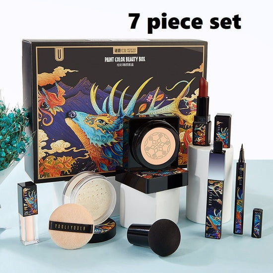 Elk Makeup Nine-piece Set Makeup Powder Air Cushion BB Cream Lipstick Affordable Makeup Set $45.50 Dana Fashion style: 7 piece set makeup Product information: Applicable people: general Skin Type: General Efficacy: moisturizing, oil control, moisturizing,