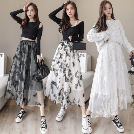 Embroidered Bow Lace Mesh Skirt Women's Mid-length $44.90 Dana Fashion Color: Apricot Size: L Women's clothing Product information: Pattern: abstract pattern Fabric name: flannel Color: white, red, black, apricot, Gray Size: S,M,L,XL Note: 1. Asian sizes