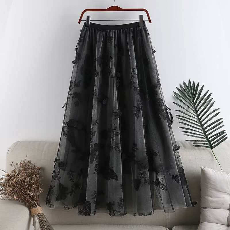 Embroidered Bow Lace Mesh Skirt Women's Mid-length $44.90 Dana Fashion Color: Black Size: L Women's clothing Product information: Pattern: abstract pattern Fabric name: flannel Color: white, red, black, apricot, Gray Size: S,M,L,XL Note: 1. Asian sizes ar