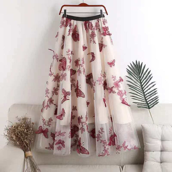 Embroidered Bow Lace Mesh Skirt Women's Mid-length $44.90 Dana Fashion Color: Red Size: L Women's clothing Product information: Pattern: abstract pattern Fabric name: flannel Color: white, red, black, apricot, Gray Size: S,M,L,XL Note: 1. Asian sizes are