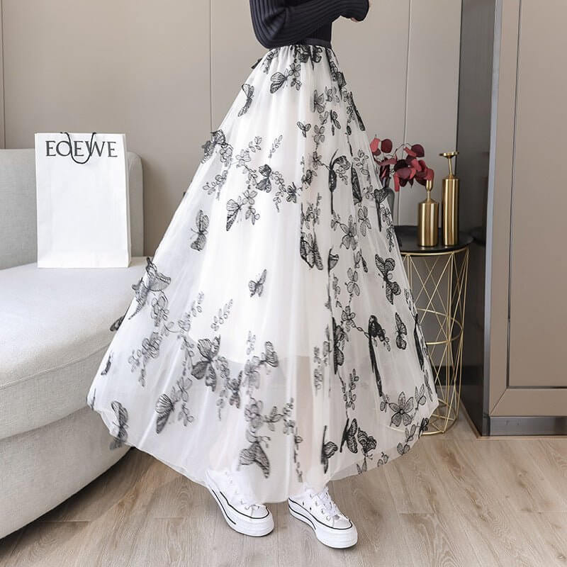 Embroidered Bow Lace Mesh Skirt Women's Mid-length $44.90 Dana Fashion Color: Apricot Size: L Women's clothing Product information: Pattern: abstract pattern Fabric name: flannel Color: white, red, black, apricot, Gray Size: S,M,L,XL Note: 1. Asian sizes