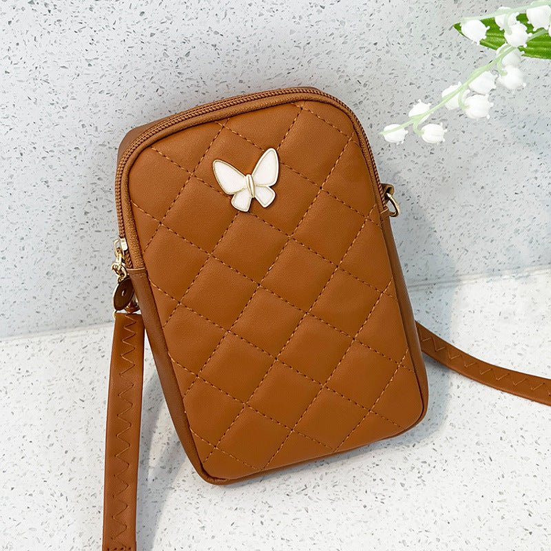 Embroidered Butterfly Rhombus Crossbody Bag $16.58 Dana Fashion Color: Brown Women's Bags Product information: Lining texture: Polyester Color: black, white, pink, apricot, Brown Outer bag type: Three-dimensional pocket Hardness: medium and soft Material: