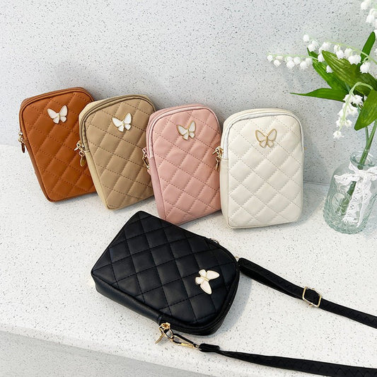 Embroidered Butterfly Rhombus Crossbody Bag $16.58 Dana Fashion Color: Apricot Women's Bags Product information: Lining texture: Polyester Color: black, white, pink, apricot, Brown Outer bag type: Three-dimensional pocket Hardness: medium and soft Materia