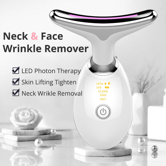 EMS Thermal Neck Lifting And Tighten Massager Electric Microcurrent Wrinkle Remover $36.00 Dana Fashion Color: Black Silver Beauty Tools Product information: Overview: ★ Positive and negative ions: Using the principle of mutual attraction between positive