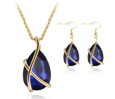 Europe and the United States cross-border e-commerce jewelry set pendant necklace earrings nostalgic crystal holiday party wedding supplies $25.50 Dana Fashion Color: Royal blue Women's Accessories Style: Europe and America Material: Alloy Treatment proce