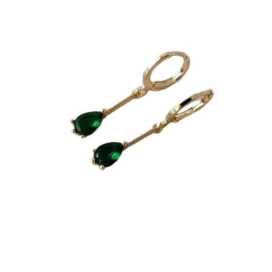 European American And French Style Luxury Ear Ring Long Water Drop $14.26 Dana Fashion Color: Green Women's Accessories Product information: Treatment Process: Polishing Applicable people: women Material: artificial crystal Shape: drop-shaped Popular elem